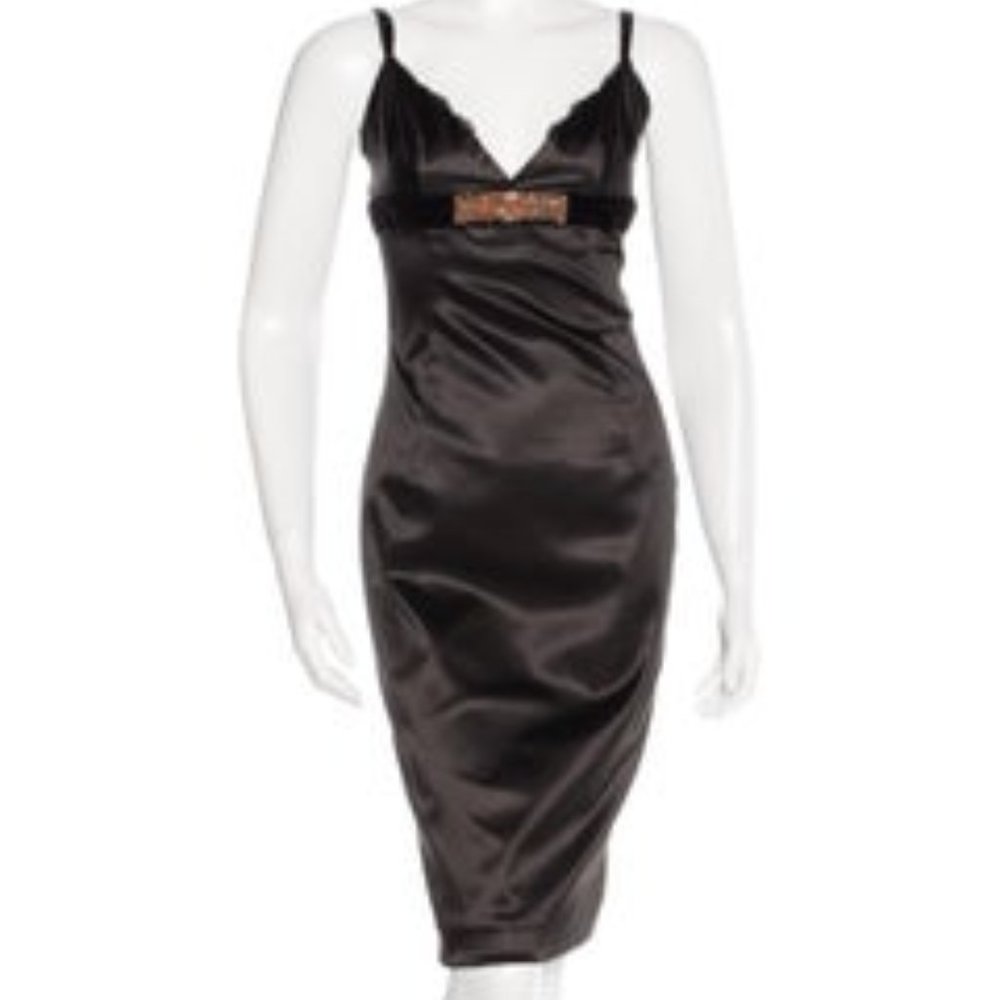 Dolce & Gabbana Black Satin Mini Dress- Medium